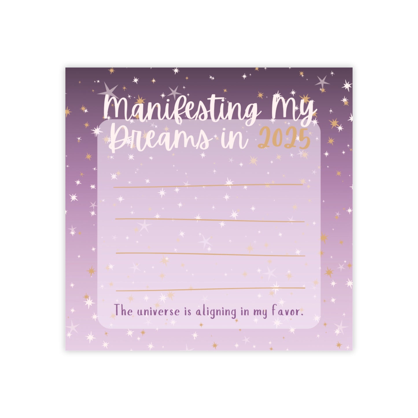 Note Pad, Purple Gradient Stars 2025 Manifestation Post-it Notes for Law of Attraction, Vision Board, Office Desk Decor, Journaling,